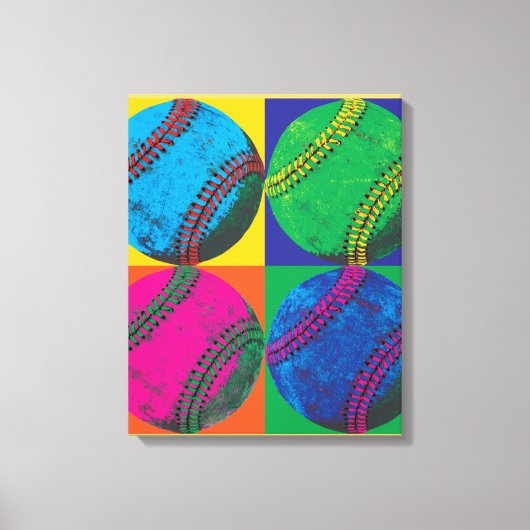 Toile Quatre balles de baseball de différentes couleurs (Recto)