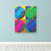 Toile Quatre balles de baseball de différentes couleurs (Insitu (Plancher de Bois))