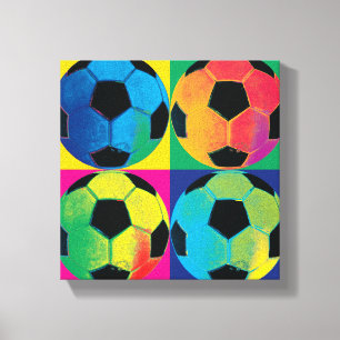 Toile Quatre balles de football de couleurs différentes
