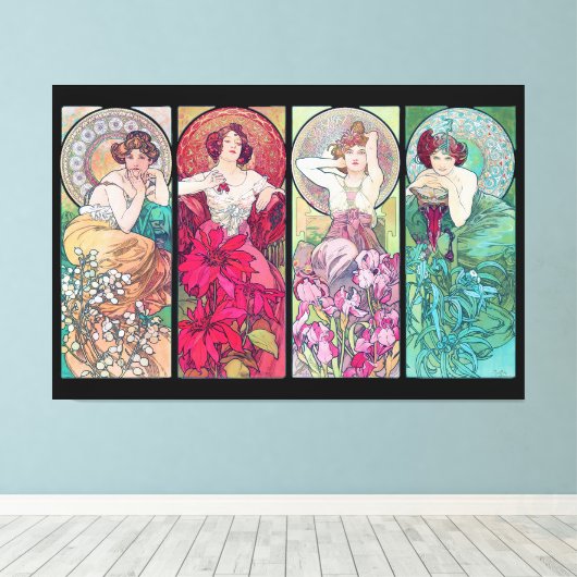 Toile Quatre Bijoux, Alphonse Mucha (Insitu (Plancher de Bois))