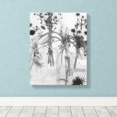 Toile Quatre Bouteilles Et Fleurs Blanches (Insitu (Plancher de Bois))