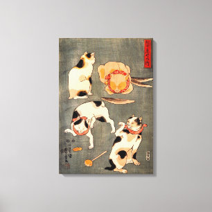 Toile Quatre chats dans différentes poses illustrant le
