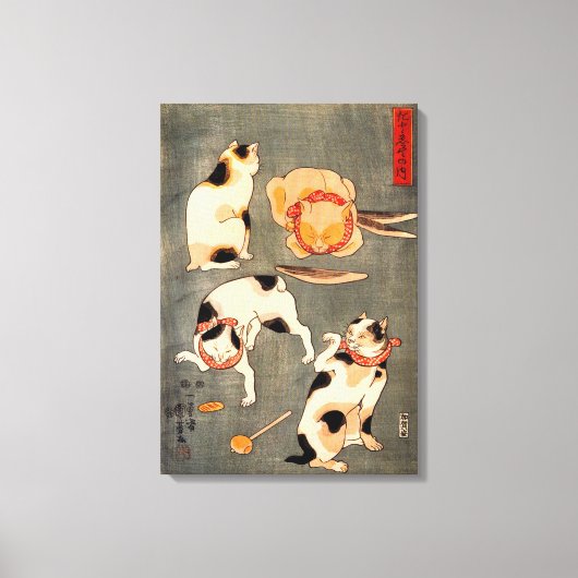 Toile Quatre chats dans différentes poses illustrant le (Recto)