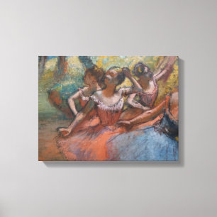 Toile Quatre danseuses de ballet sur scène par Degas
