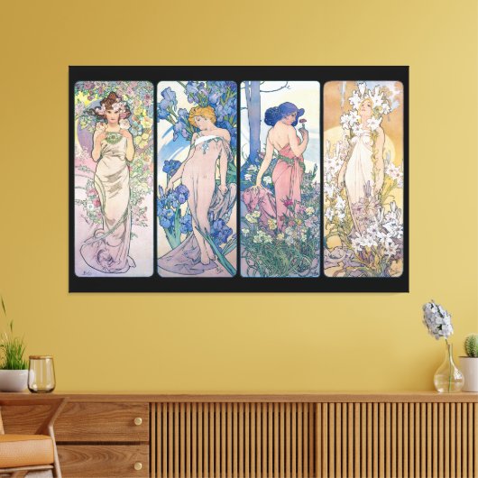 Toile Quatre Fleurs, Alphonse Mucha (Insitu(Salon))