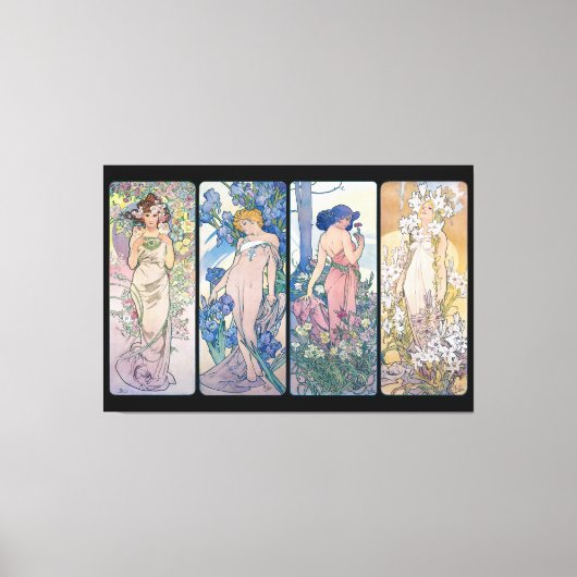 Toile Quatre Fleurs, Alphonse Mucha (Recto)