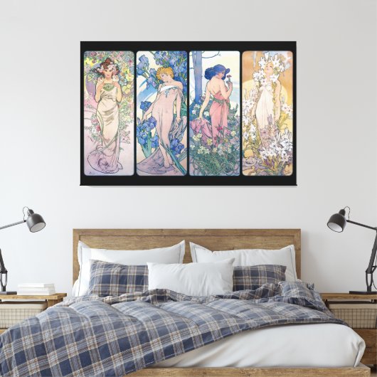 Toile Quatre Fleurs, Alphonse Mucha (Insitu(Chambre))