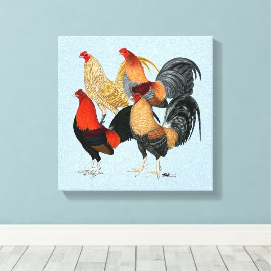 Toile Quatre gamecocks (Insitu (Plancher de Bois))