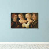 Toile Quatre personnes rient à la vue d'un chat (Insitu (Plancher de Bois))