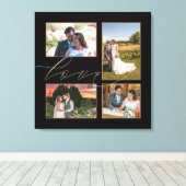 Toile Quatre Photos Mariages Collage Love Script noir (Insitu (Plancher de Bois))