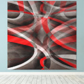 Toile Quatre-vingts Courbes rouge blanc et gris (Insitu (Plancher de Bois))