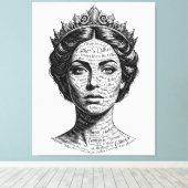 Toile Queen Esther Calligraphy Portrait - Vintage Script (Insitu (Plancher de Bois))