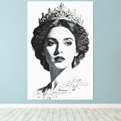 Toile Queen Esther Calligraphy Portrait - Vintage Script (Insitu (Plancher de Bois))
