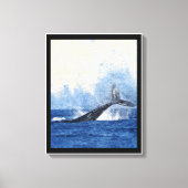 Toile Queue de baleine bleue éclaboussant dans l'art océ (Recto)