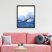 Toile Queue de baleine bleue éclaboussant dans l'art océ (Insitu(Salon))