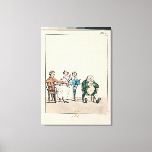 Toile Qui dort dine', caricature d'un homme qui dort (Recto)