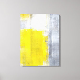 Toile "Qui est art abstrait gris et jaune il"