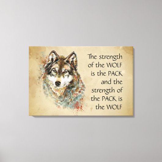 Toile Quote d'aquarelle originale Wolf & Pack Family (Recto)