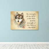 Toile Quote d'aquarelle originale Wolf & Pack Family (Insitu (Plancher de Bois))