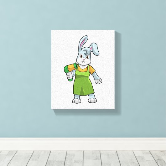 Toile Rabbit comme coiffeur avec sèche-cheveux (Insitu (Plancher de Bois))