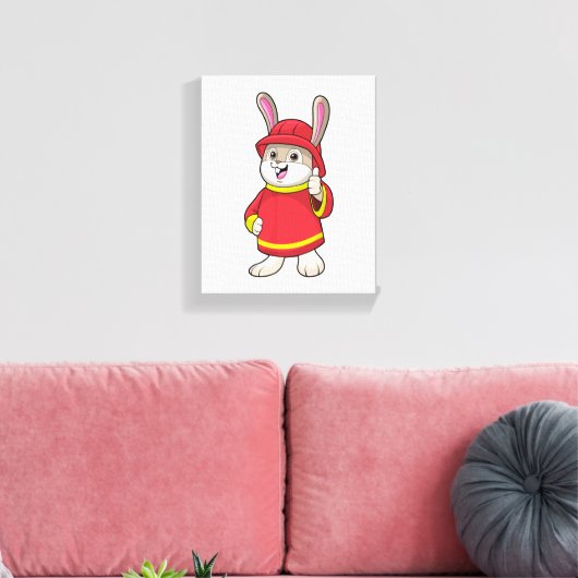 Toile Rabbit comme pompier avec casque (Insitu(Salon))