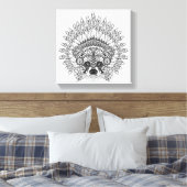 Toile Raccoon Dans Plumes War Bonnet Doodle 6 (Insitu(Chambre))