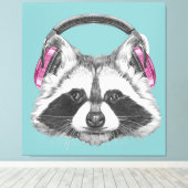 Toile Raccoon d'Héadphone (Insitu (Plancher de Bois))
