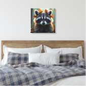 Toile Raccoon mignon dans les feuilles d'automne (Insitu(Chambre))