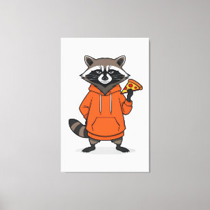 Toile Raccoon Pizza Canvas –Funny Cartoon Pizza Wall Art