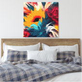 Toile Radiant Bloom – Bold Abstract Floral Expression (Insitu(Chambre))