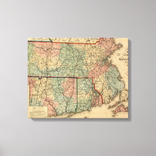 Toile Rail Road & Township Map of Massachusetts, 1879 (Recto)