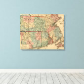 Toile Rail Road & Township Map of Massachusetts, 1879 (Insitu (Plancher de Bois))