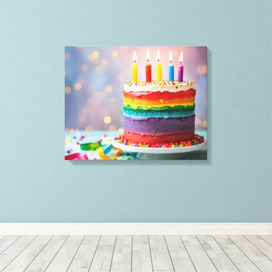 Toile Rainbow Birthday Cake (Insitu (Plancher de Bois))
