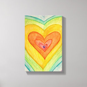 Toile Rainbow Friendship Hearts Painting Print (Small)