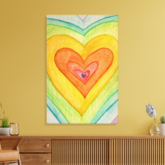 Toile Rainbow Friendship Hearts Peinture Prints (Grand) (Insitu(Salon))