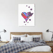 Toile Rainbow heart and Butterfly (Insitu(Chambre))