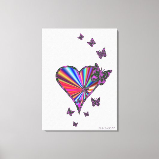 Toile Rainbow heart and Butterfly (Recto)