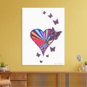 Toile Rainbow heart and Butterfly (Insitu(Salon))
