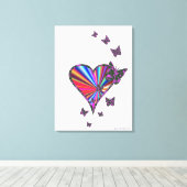 Toile Rainbow heart and Butterfly (Insitu (Plancher de Bois))