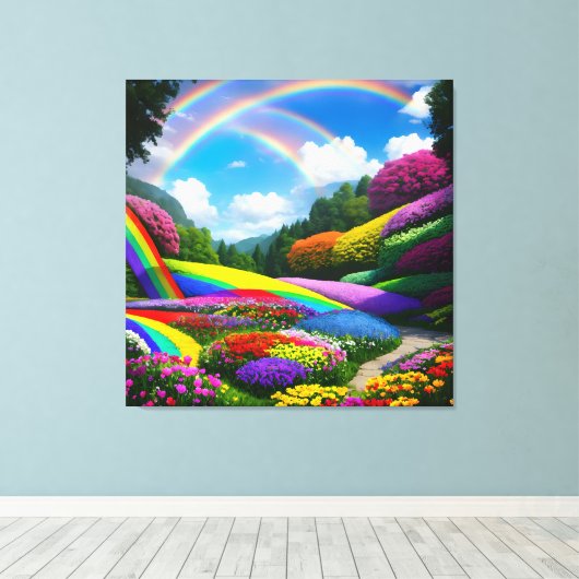 Toile Rainbow Hills et Flowers Two (Insitu (Plancher de Bois))