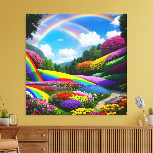 Toile Rainbow Hills et Flowers Two (Insitu(Salon))