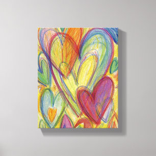 Toile Rainbow Love Hearts Peinture Canvas Art Imprimer