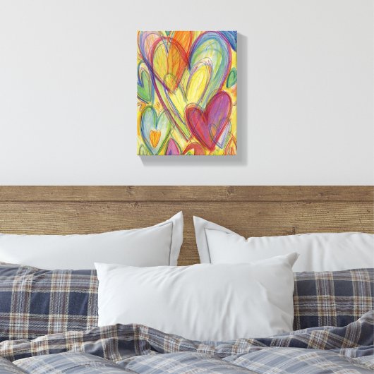 Toile Rainbow Love Hearts Peinture Canvas Art Imprimer (Insitu(Chambre))