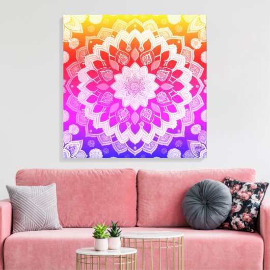 Toile Rainbow Mandala Art Abstrait (Insitu(Salon))