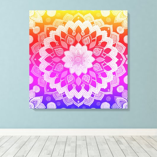 Toile Rainbow Mandala Art Abstrait (Insitu (Plancher de Bois))
