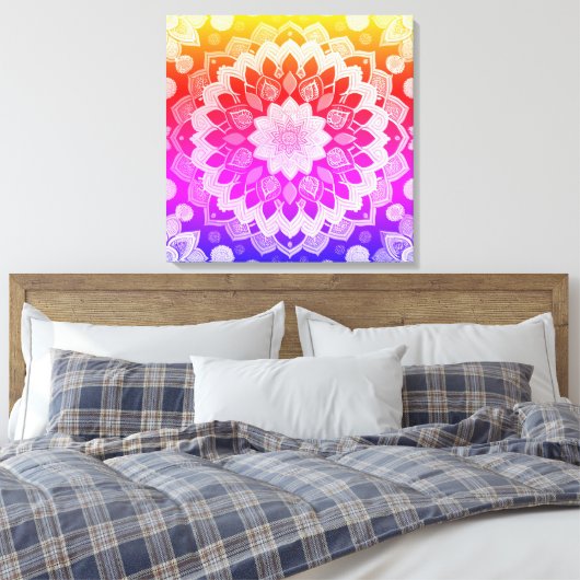 Toile Rainbow Mandala Art Abstrait (Insitu(Chambre))
