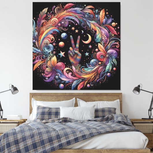 Toile Rainbow Peace (Insitu(Chambre))