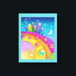 Toile Rainbows et Stars Pop Art Sky Gallery Wrapped Ca<br><div class="desc">Un art pop rétro des années soixante d'un arc-en-ciel,  étoiles,  soleil avec des accents de coeur,  tourbillons et papillons - oh,  et une lune! Lumineux et coloré ! Choisissez votre couleur de toile arrière - plan !</div>