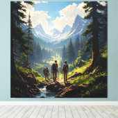 Toile randonneurs explorateurs naviguant à travers la fo (Insitu (Plancher de Bois))