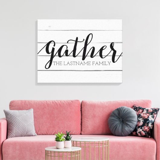 Toile Rassemblement rustique - Bois Shiplap avec une fam (Insitu(Salon))